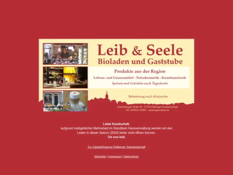 Leib & Seele Bioladen - Mecklenburg-Vorpommern in Feldberger Seenlandschaft