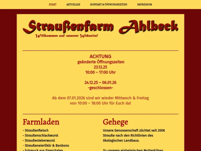 Straussenfarm Ahlbeck - Mecklenburg-Vorpommern in Ahlbeck