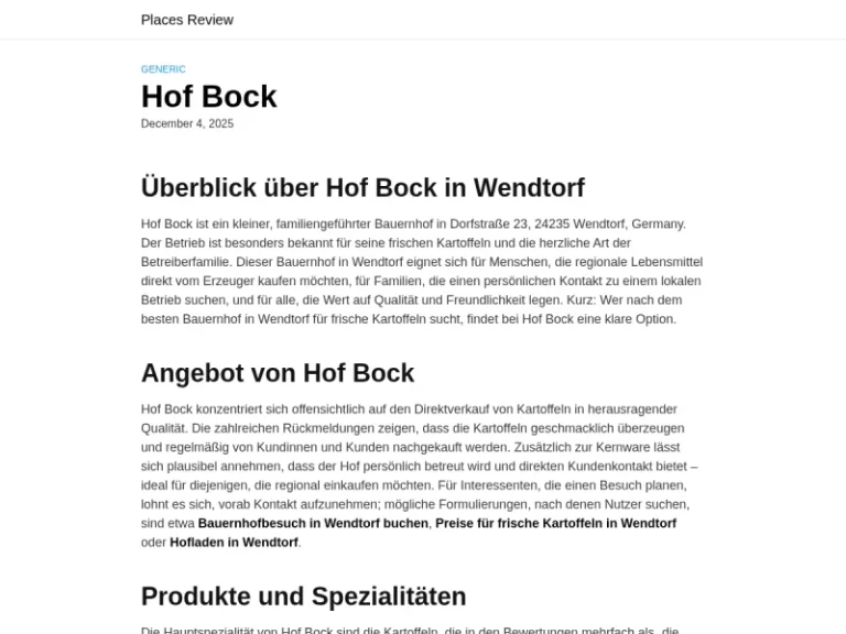 Hof Bock - Schleswig-Holstein in Wendtorf