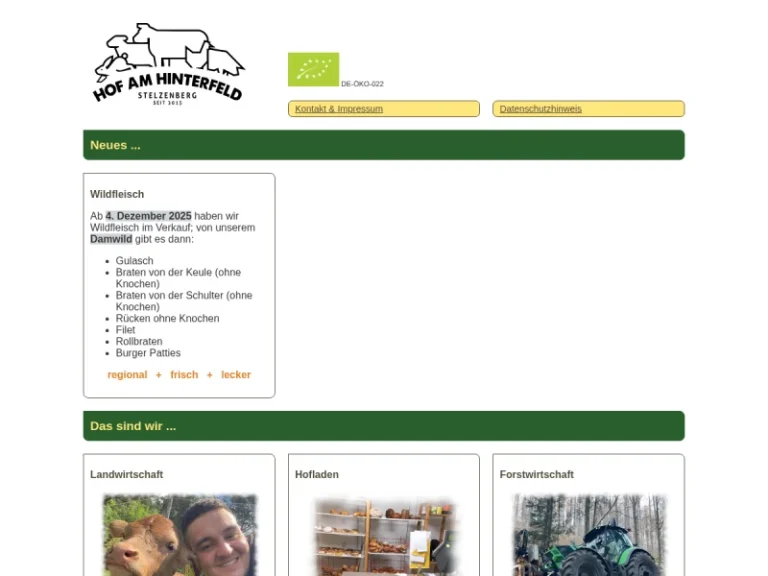 Bio Hofladen Hof am Hinterfeld - Rheinland-Pfalz in Stelzenberg