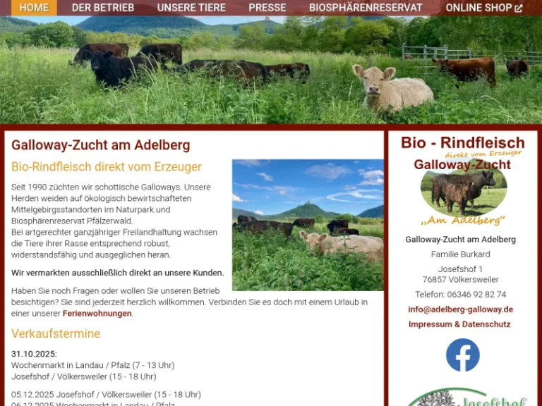Galloway-Zucht Am Adelberg * Andrea Röller-Burkard - Rheinland-Pfalz in Völkersweiler