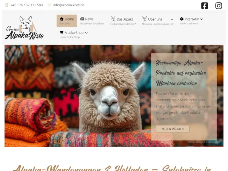 Alpaka-Kiste – Alpakaprodukte, Alpakawolle, Alpakaseife, Alpakastrümpfe, Alpakawanderung - Rheinland-Pfalz in Messerich