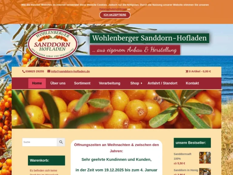 Wohlenberger Sanddorn Hofladen - Mecklenburg-Vorpommern in Klütz