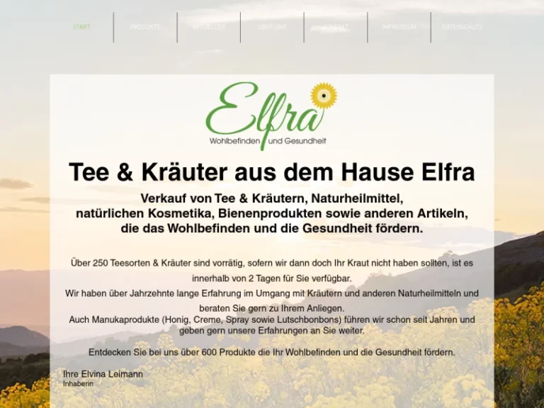 ELFRA / Tee, Kräuter, Naturheilmittel, Speiseöle, Manuka Produkte - Nordrhein-Westfalen in Gelsenkirchen
