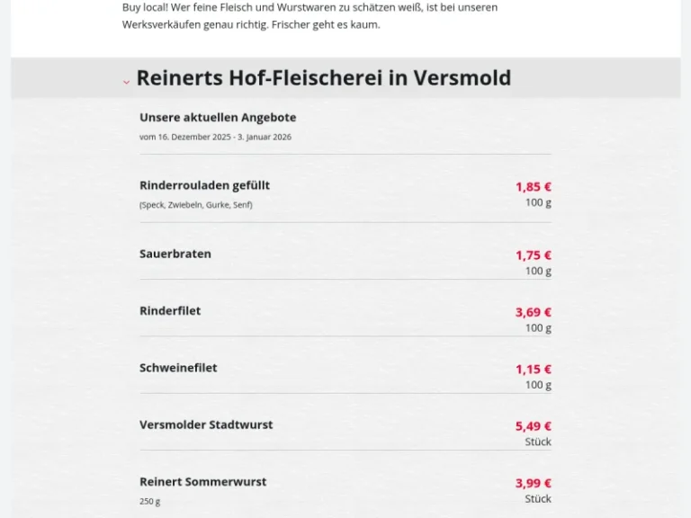 Reinert’s Hof-Fleischerei - Nordrhein-Westfalen in Versmold