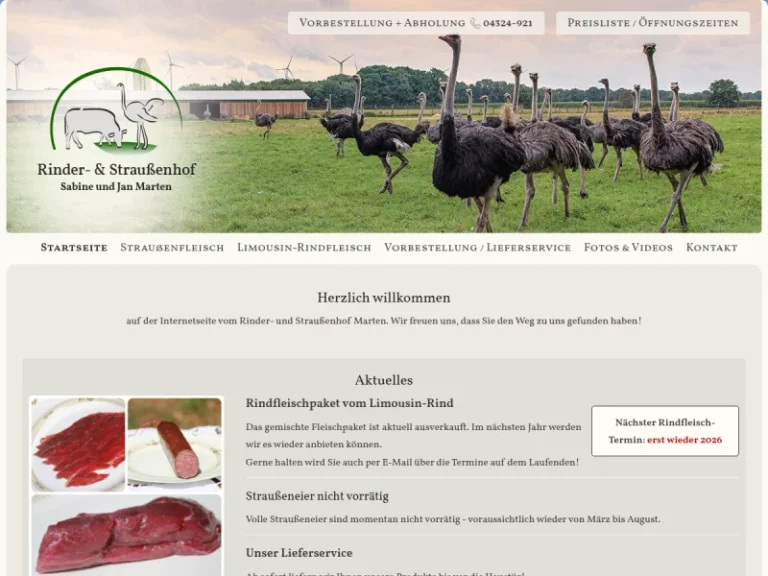 Rinder- und Straußenhof Marten - Schleswig-Holstein in Hardebek