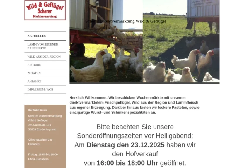 Scherer Direktvermarktung Wild und Geflügel - Hessen in Ebsdorfergrund