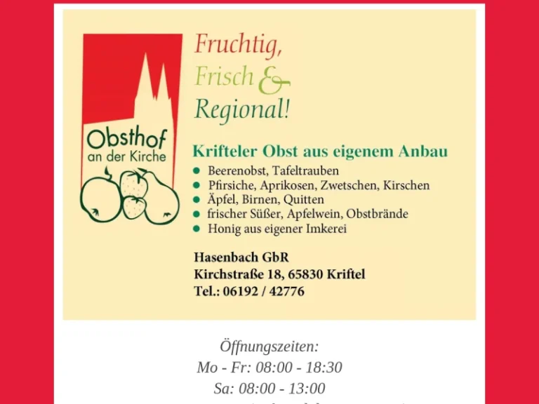 Obsthof an der Kirche, Hasenbach GbR - Hessen in Kriftel