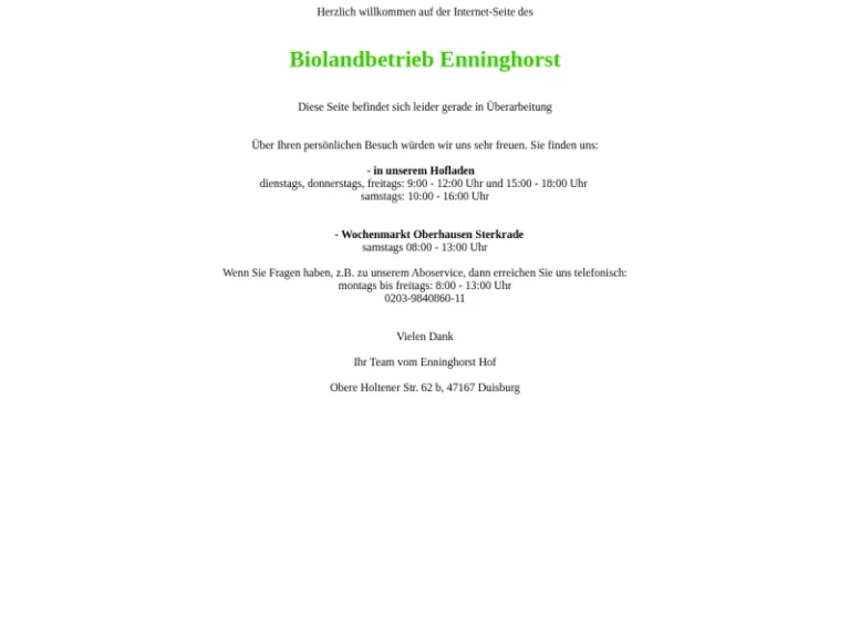 Biolandbetrieb Enninghorst - Nordrhein-Westfalen in Duisburg