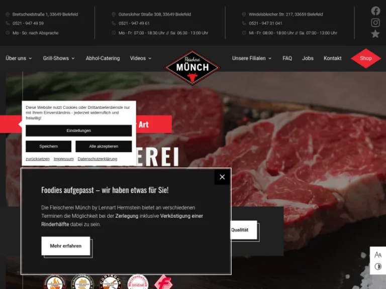 Fleischerei & Metzgerei Münch – Bielefeld Gütersloher Straße - Nordrhein-Westfalen in Bielefeld